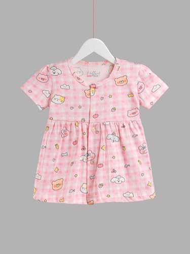 Image of HELLCAT 100% Cotton Baby Frock Dress for Girls - Pack of 3, Soft & Trendy, Short Sleeve