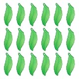 Pandahall 50pcs Transparent Frosted Acrylic Green Leaf Pendants Plastic Beads 38x14mm for DIY Jewelry Making