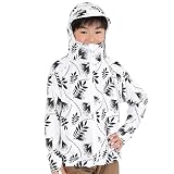 [Ko'a] コア ラッシュガード キッズ ハイネックパーカー つば付き 女の子 男の子 UVカット フード 日焼け防止 ボタニカルホワイト 110サイズ
