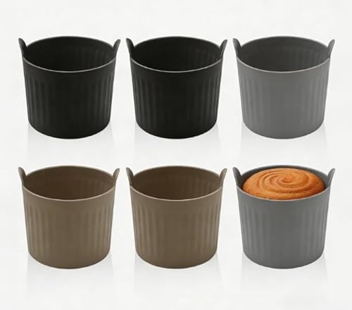 Vunanvu 6 Pezzi Stampi per Muffin in Silicone per Friggitrici ad Aria Pirottini Muffin Riutilizzabili Stampo per Uova per Friggitrice ad Aria Calda per Cupcake Pancake Budini Panini, 6,6x6,4cm