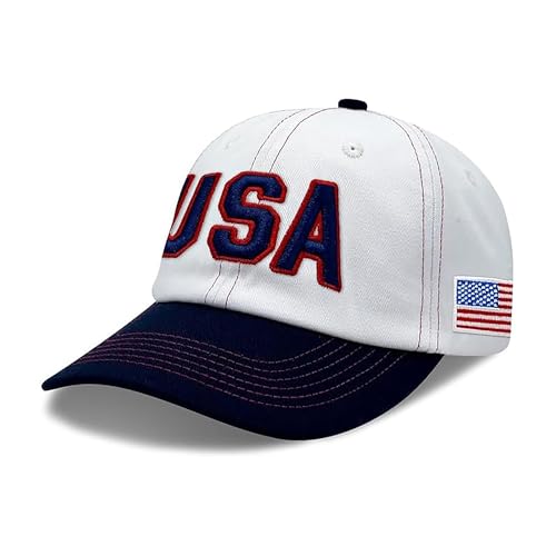 Gorra de béisbol patriótica USA bordada blanca y azul marino miniatura 2