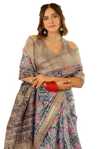 Image of MIRCHI FASHION Women Saree Cotton Blend Kalamkari Printed | Comfortable Office and Regular Daily Use Sari with Unstitched Blouse Piece