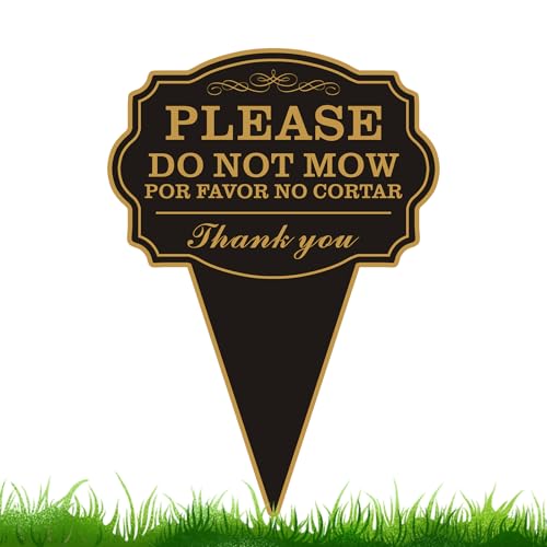 Double Sided Yard Sign Do Not Mow / POR FAVOR NO CORTAR Sign for Lawn 10x14 Bilingual English and Spanish Yard Sign with Stake Rust-Free Metal Weatherproof UV Printed for Outdoor Use (DO NOT MOW-1PACK)