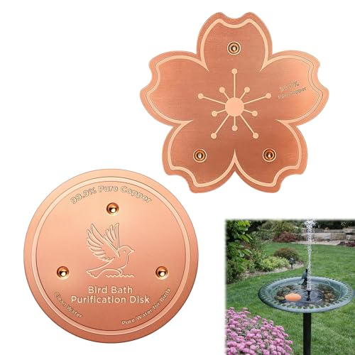 Mlifleue 2 Pack Pure Copper Purification Disk Bird Bath Bowl Flat Round for Bird Bath Clean Disk for Physical Safe Clean Water All-Season Fit for Outdoor Birdbaths & Bowls Birdbaths Fountains etc