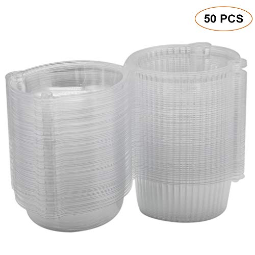 Happy Trees 50 Pack Plastic Single Individual Cupcake Muffin Dome Holders Cases Boxes Cups Pods - Thumbnail 2