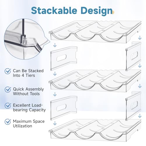 image for IROONN Water Bottle Organizer for Cabinet, Large Compartment Stackable