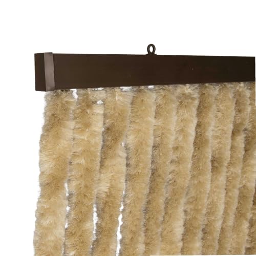 Rideau chenille beige pour protéger la cuisine des mouches