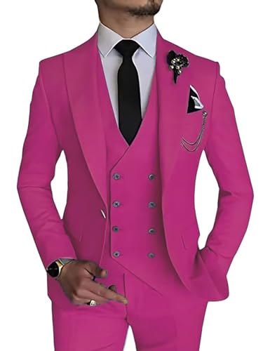 Men's 3 Piece Suit Slim Fit Suits One Button Blazer Vest Pants Formal Business Wedding Prom Suits