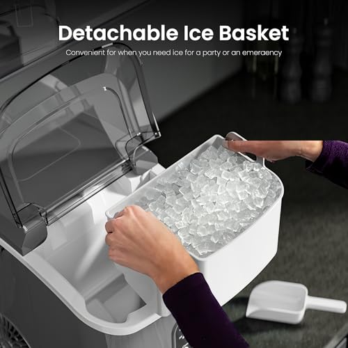 Image of Kismile Nugget Ice Makers Countertop,35Lbs /24H,Portable Ice Machine with Crushed Ice,Self-Cleaning Function,One-Click Operation for Home /Office(Grey)