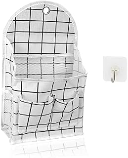 FuninCrea Wall Hanging Storage Bag, 3-Layer Hanging Pocket with Non-marking hook Waterproof Door Closet Organizer for Bedroom, Bathroom, Kitchen (White)
