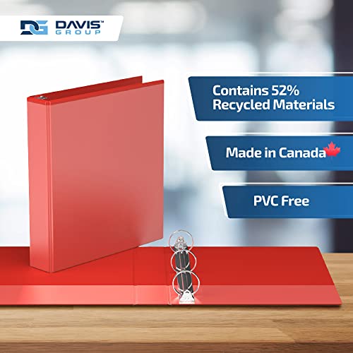 Image of Easyview 3-Ring Binder, Clear-View Cover, 1.5 inch Round Rings, Red, 6 Pack | Heavy-duty binder, fits 8.5 inch x 11 inch paper, customizable cover, made in Canada, ideal for school or office use