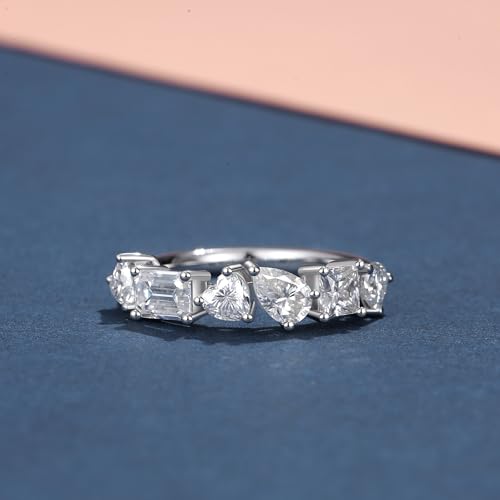 Moissanite Rings for Women,D Color VVS1 Moissanite Eternity Rings for Women 18K White Gold Plated 925 Sterling Silver Wedding Band Ring for Women3