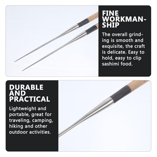 Palillos de sashimi de acero inoxidable y madera VICASKY reutilizables 8