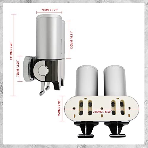 Cnqlis Wall Mounted Soap Dispenser,Bathroom Shower Gel Shampoo Container Pump Dispenser Holds Shampoo, Soap, Conditioner, Shower Gel, For Bathroom Kitchen Hotel (2 Chamber) #TOP1
