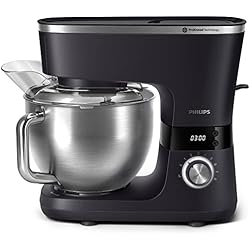 Amasadora Philips Philips 7000 Series Robot de Cocina - 5,5 Litros, 1000 Vatios, 8 Ajustes de Velocidad, Tecnología ProKnead, Recetas, Temporizador Inteligente LED, Ganchos para Masa, Batidor y Batidora (HR7962/01)