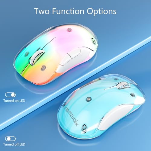 Image of memzuoix 2.4G Wireless Mouse with Customizable Cover & 9-Color LED - Rechargeable Ergonomic, 1400 DPI, 5 Buttons, USB Receiver for PC /Mac - Blue