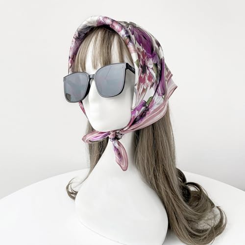 Mulberry Silk Scarf - Printed Square Large Silk Hair Head Wrap Scarf4