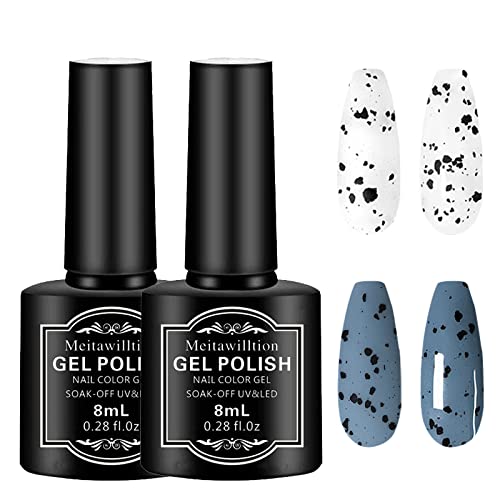 Juego de 2 esmaltes de cáscara de huevo, esmalte de uñas semipermanente, juego de barniz de manicura para bricolaje en casa (0.3 fl oz), elegante