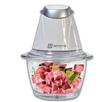 BEHOME Hachoir électrique de cuisine capacité 1L double lame en acier 300W pour la viande, les légumes, le fromage, le pesto