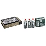 キャプテンスタッグ(CAPTAIN STAG) バーベキュー グリル コンロ カセットコンロ 卓上 カセットコンロ 焼き名人 カーキ UF-0027 幅398×奥行221×高さ130mm & ガスカセットボンベ3本パック M-7621【セット買い】