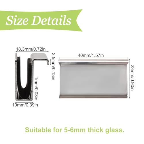 UFURMATE Glas-Fingerkantenzug, 4 Stück, Schrank-Finger-Ziehgriff, Glastür-Clips, Schrankriegel-Klemme, verdeckter Griff für Vitrinentür (Silber)