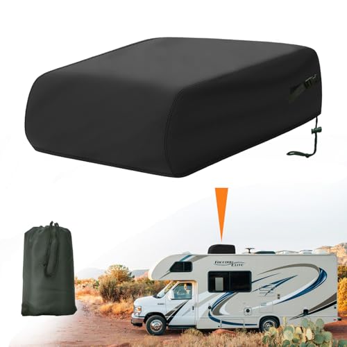 MIYIMORE RV Air Conditioner Cover, Heavy Duty 600D Waterproof Dustproof Oxford Cloth Cover for Camper Travel Trailer Roof A/C, Suitable for Dometic Brisk II, Outside RV A/C Protective Accessories