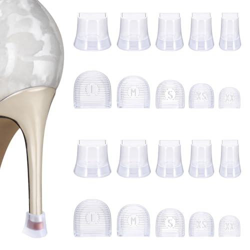 Image of 10 Pairs Heel Caps for High Heels, 5 Sizes Heel Covers for High Heel Shoes Black High Heel Protectors Non-Slip Heel Stoppers for High Heels Replacement Tips Caps for Walking on Grass and Uneven Road