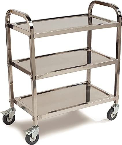 Carlisle Foodservice Products Uc4031529 3 Shelf Knockdown Stainless Steel Utility / Service Cart, 400 Pound Capacity, Medium #TOP4