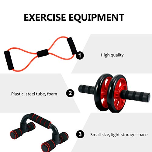 Conjunto de exercícios abdominais Besportble com barra de joelho com rolo de roda AB e manoplas de e