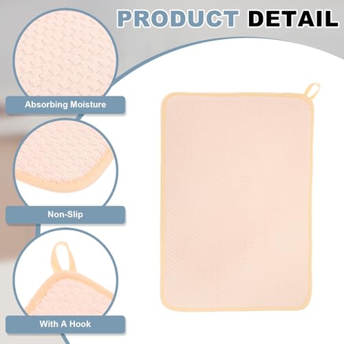 Tapete de secado de platos de microfibra rosa, alfombrilla absorbente cocina 4