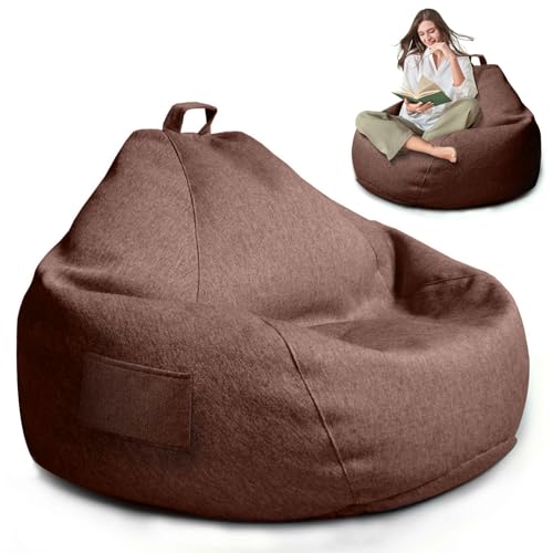 MeYuxg Pouf de jeu XL pour adultes - Housse uniquement (sans rembourrage) - 100 x 120 cm - Avec fermeture éclair - Pour extérieur et salon - Marron café