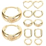 Baluue Pendientes de Aro Gruesos de Oro 5 Pares, Conjunto de Pendientes C Tipo de Metal Dorado para Mujer, Accesorios de Moda Versátiles para Uso Diario y Ocasiones Obsequios