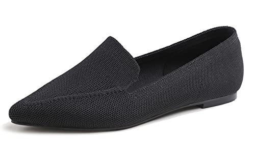 Image of FEVERSOLE Women's Woven Pointy Fashion Cutouts Breathable Knit Flat Shoes