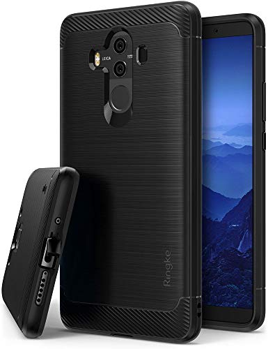 Ringke Onyx Compatible with Huawei Mate 10 Pro Brushed Metal Design (Flexible & Slim) Dynamic Stroked Line Pattern Durable Anti Slip Impact Shock Absorbent Cover Huawei Mate 10 Pro Case - Black
