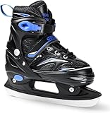 OBENSKY Boy Ice Skates - Adjustable Ice Skates for Kids, Girls and Boys - Toddler Ice Hockey Skates for Outdoor and Rink, Soft Padding and Reinforced Ankle Support - Small (11C- 1 US), Glacial Blue