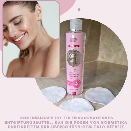 Seven Roses Bio-Rosenwasser - Porenreiniger Gesicht - Skin Care Für Empfindliche, Unreine Haut - Damaszener Rosenwasser Bio - Feuchtigkeitsspendend - Vegan Gesichtspflege, Haarpflege – Bild 3