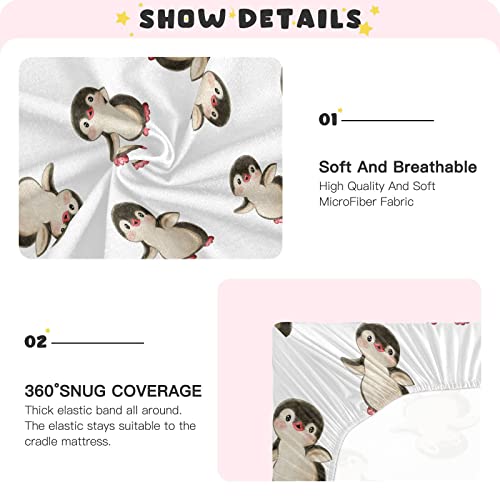 Xigua Watercolor Penguin Fitted Crib Sheet For Girls And Boys, Soft Breathable For Standard Crib & Toddler Bed Mattress, 28 X 52 In #TOP4