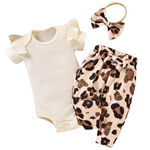 Image of Aalizzwell Baby Girls Ribbed Bodysuit Pants Outfits Spring Summer Clothes