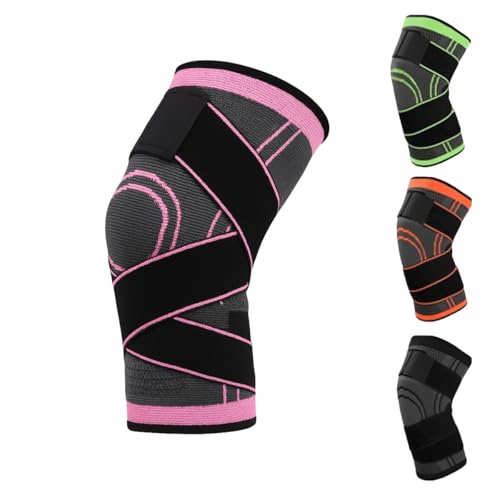 Joelheira Protetora Esportiva Faixa De Compressão Ajustável Ortopedica Para Dores Ideal Para Esportes de velocidade Ginastica Volei Basquete Futbebol (1, ROSA)