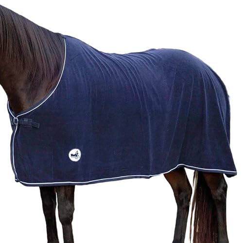 Jeffers Equine Elite Fleecedecke für Pferde, 167,8 cm, weich, verstellbare Passform, leicht, pflegeleicht, feuchtigkeitsableitend, Kühldecke mit Sattelgurt für nach dem Training, Reisen für Pferde