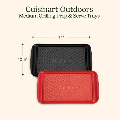 Cuisinart-Grilling-Prep-and-Serve-Trays-17x105-inch-BBQ-Safe-for-Food-Handling-2-Dishwasher-Safe-Nesting-Trays-Black-and-Red-Perfect-Grilling-Tray-for-Cooked-and-Raw-Meat-Fits-6-Burgers