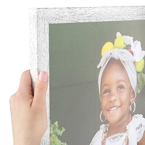 ArtToFrames 8x8 Inch White Picture Frame, This 1" Custom Wood Poster Frame is Eggshell Rustic Barnwood Style, for Your Art or Photos - Comes with Regular Glass, WOM0066-1343-YWHT-8x8