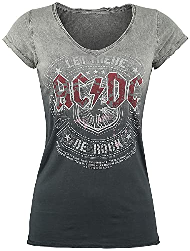 AC/DC Let There be Rock Frauen T-Shirt grau/dunkelgrau M 100% Baumwolle Band-Merch Bands