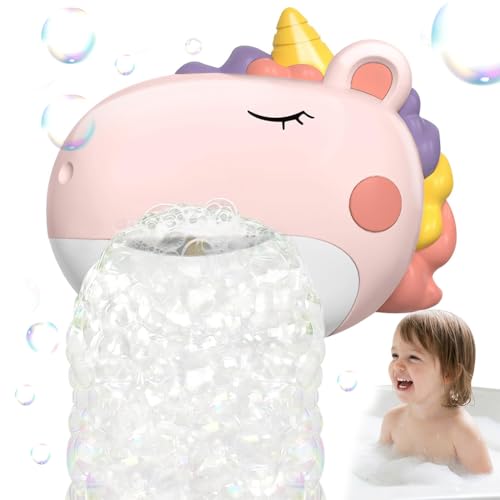 Image of Spiritzohic Unicorn Baby Bath Toys, Unicorn Bath Bubble Machine Automatic Musical Bubble Machine Bathtime Bathtub Toy Bubbles Maker Toys with Music Fun Shower Toy Gifts for Kids