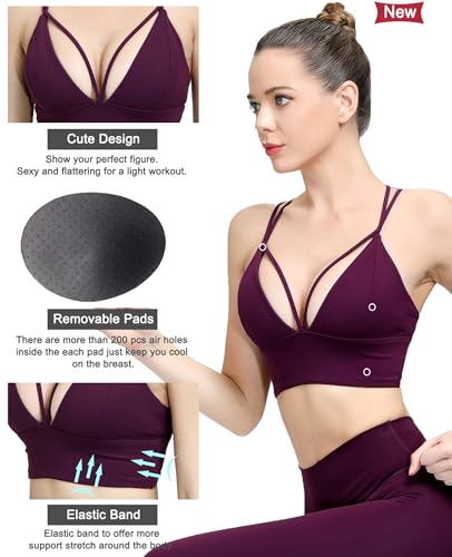 Image of MotoRun Bralettes for Women, Strappy Sports Bra Push up Bralette Sexy Bras Rave Top