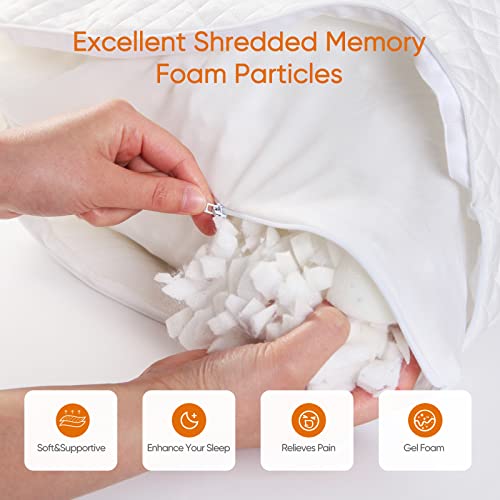 Choc Chick Queen Size Cooling Bed Pillows For Sleeping 2 Pack,Adjustable Shredded Memory Foam Pillows Set Of 2 For Back,Stomach Side Sleeper Pillow With Washable Bamboo Pillowcase #TOP1