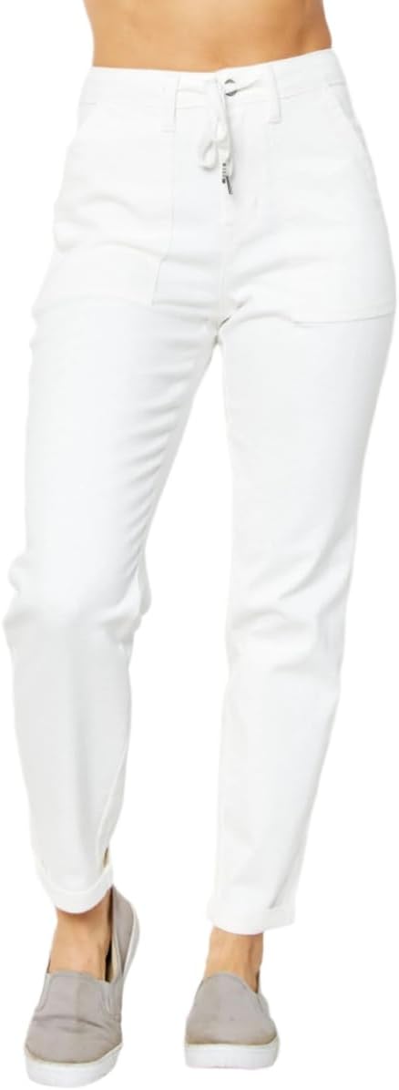 Judy Blue High Rise Joggers in Ecru