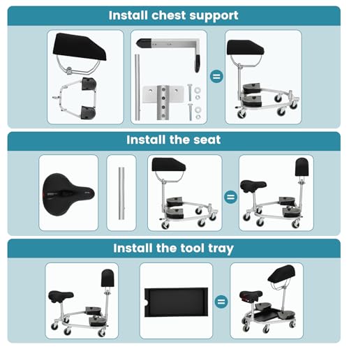 Image of Kneeling /Sitting Creeper With Chest Support & Rolling Knee Pads 3 inch Casters
