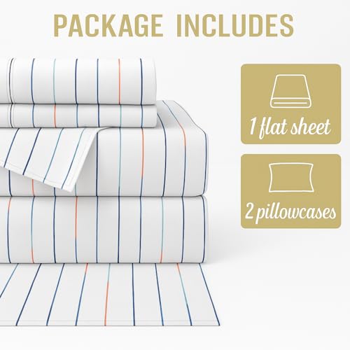 Image of Cotton Double Bedsheet with 2 Pillow Covers | 100% Pure Cotton | Soft & Breathable | 90x100 inch - Multi Color line