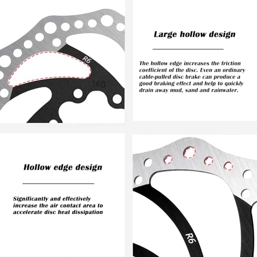 Yongness Bicycle Brake Disc Rotor 140mm/160mm/180mm/203mm, Stainless Steel Bicycle Brake Disc with 6 Screws - Image 4